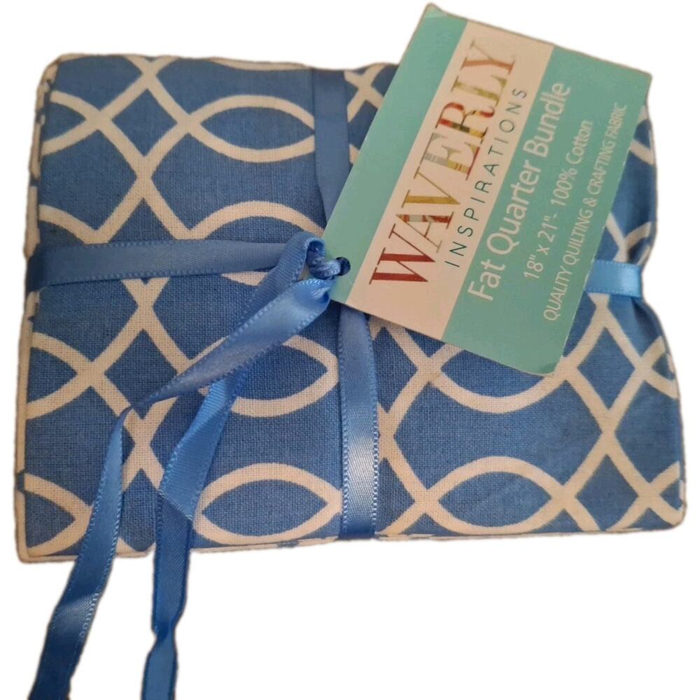 Waverly Inspirations Fat Quarter Bundle Cotton Fabric Blue White 18"x21" Quilt